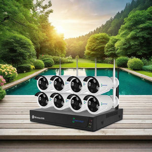 Kit per telecamere di sicurezza Wireless Wireless Wireless da 8 pollici 5MP HD Kit per la visione notturna a LED Array 3 pz House CMOS Sensor Poe HDD colore nero - Product Image 6