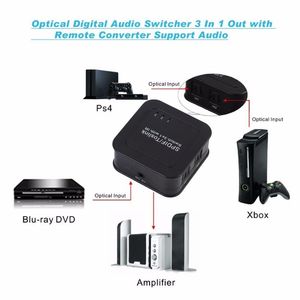 SPDIF <strong>1</strong> in <strong>3</strong> Out 3X1 Port Full HD Electronics Digital Optical Toslink Audio <strong>Splitter</strong> Switcher Fiber <strong>Switch</strong> Box with US/EU Plug - Product Image 5