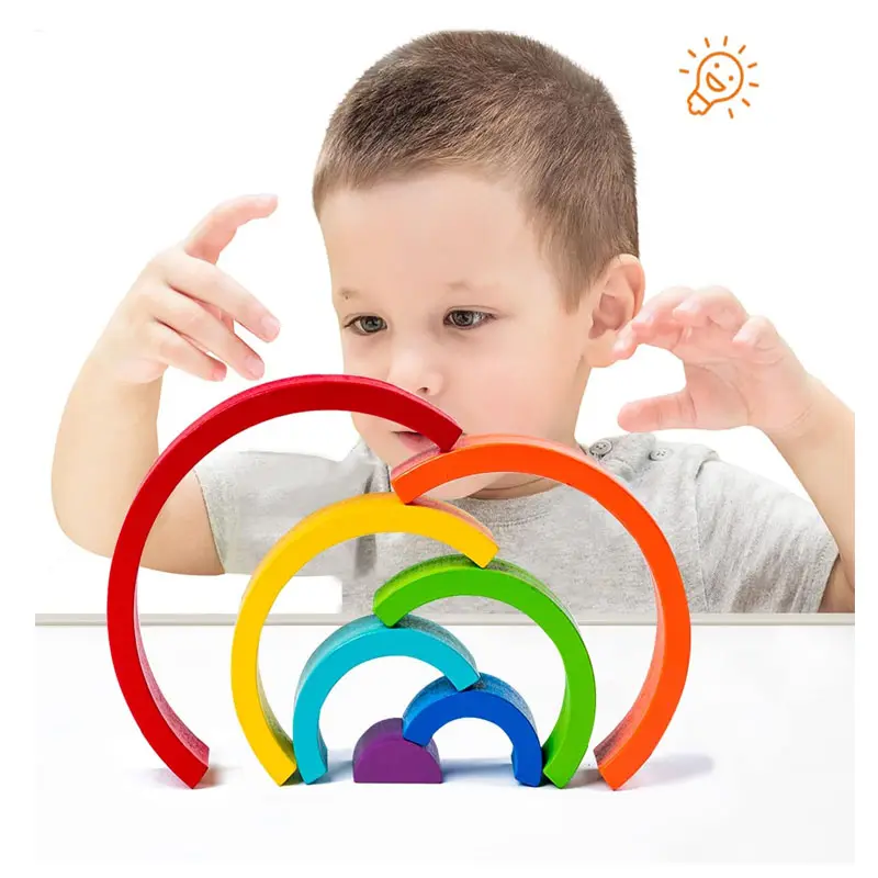 Toddlers के लिए मोंटेसरी खिलौने, रंगीन Stacking ब्लॉक पहेलियाँ बच्चों 3 के लिए 4 5 साल पुराने प्रारंभिक विकास लकड़ी स्टेकर खेल