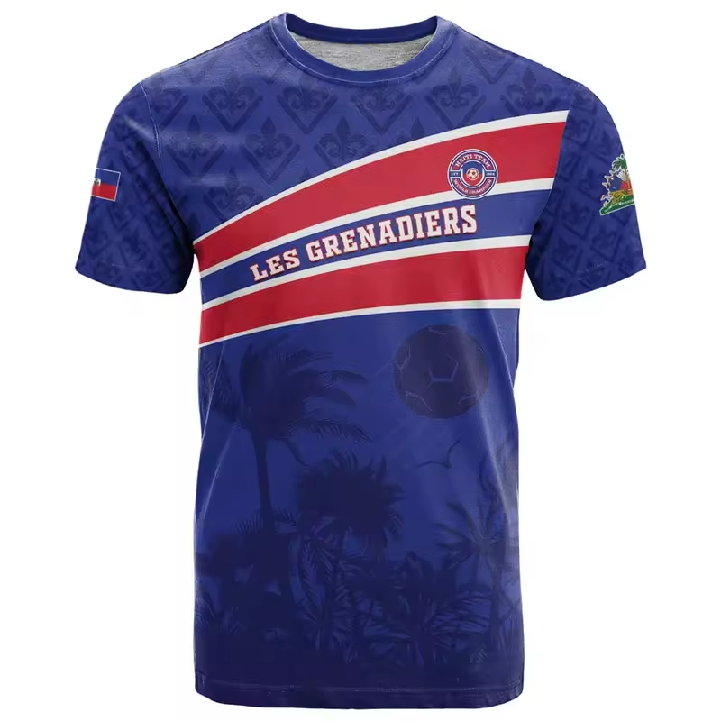 Blue Haiti Red Blue Soccer Tee1