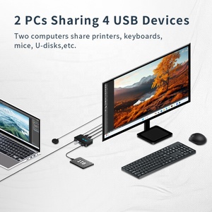 2x4 KVM切换器USB3.0切换器2台计算机共享4台设备，用于键盘鼠标打印机4端口集线器usb-a * 3 & usb-c * 1 - Product Image 3