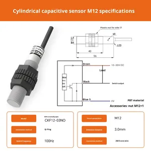 Akusense CKF12-03NO Điện Dung Cảm Ứng Proximity <span class=keywords><strong>Sensor</strong></span> 10V 3-20Mm Phạm Vi Phát Hiện Cho Đa-Cảnh Không-Kim Loại Cảm Biến Chuyển Đổi - Product Image 6