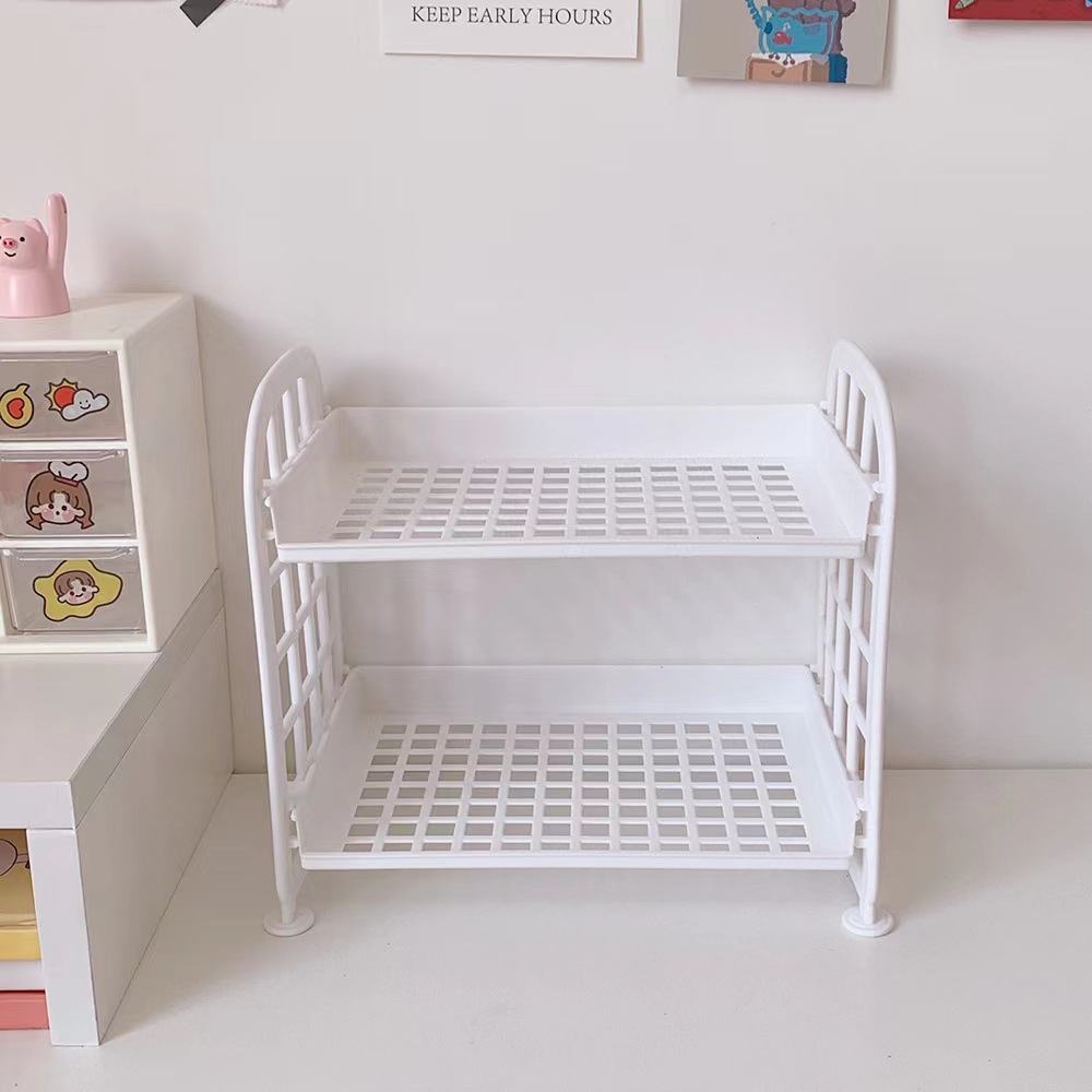 White double-layer storage rack