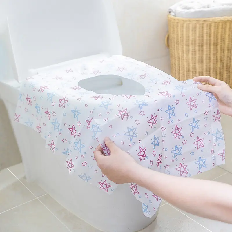 Imperméable Jetable Imprimé Non-tissé Papier Housses de Siège de Toilette Jetables