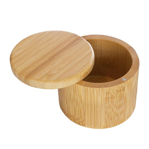 Bamboo Salt Box Container with Built-in Spoon Bamboo <strong>Spice</strong> <strong>Jar</strong> with Swivel Magnetic Lid to Storage Pepper <strong>Spice</strong> Salt - Product Image 5