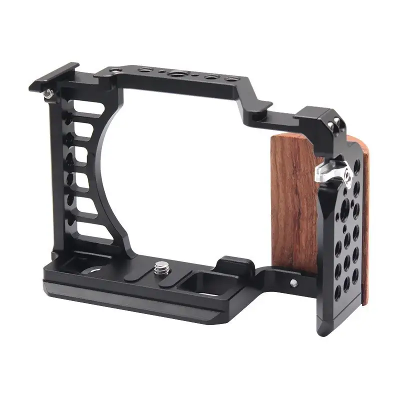 FEICHAO ZV-E1 Camera Cage Cold Shoe Mount para Sony ZVE1 Camera para Tripé Arca No/com punho de mão lateral de madeira
