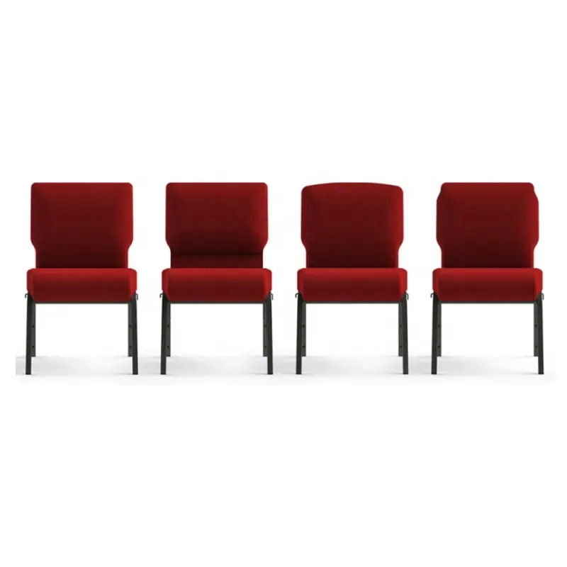 Auditório Red Interlock Stacking Church Chair for Free Usado Metal Factory Atacado Metal Tecido Borgonha Cor