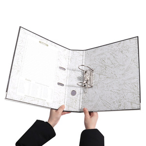 Foska Hoogwaardige Marmeren Textuur 1200gsm Kartonnen Grote Capaciteit Hefboom Archief Map Organizer Met Beschrijfbare Wervelkolom Label - Product Image 3