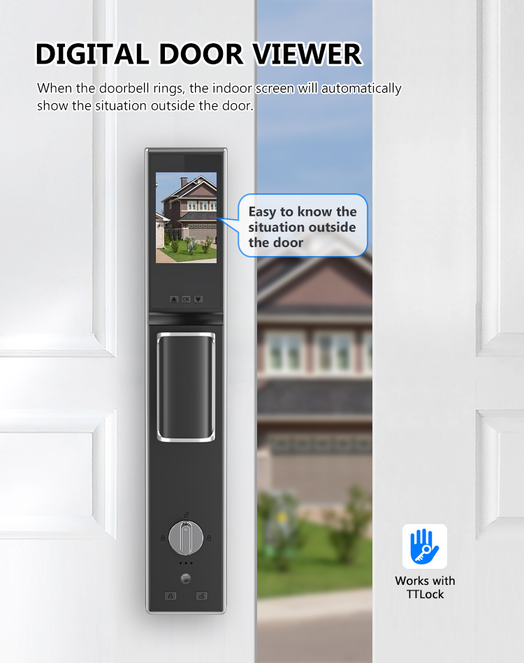 TTLOCK APP Door Viewer Camera Lock Smart Fingerprint Door Lock with Camera Full Automatic Smart Door Lock