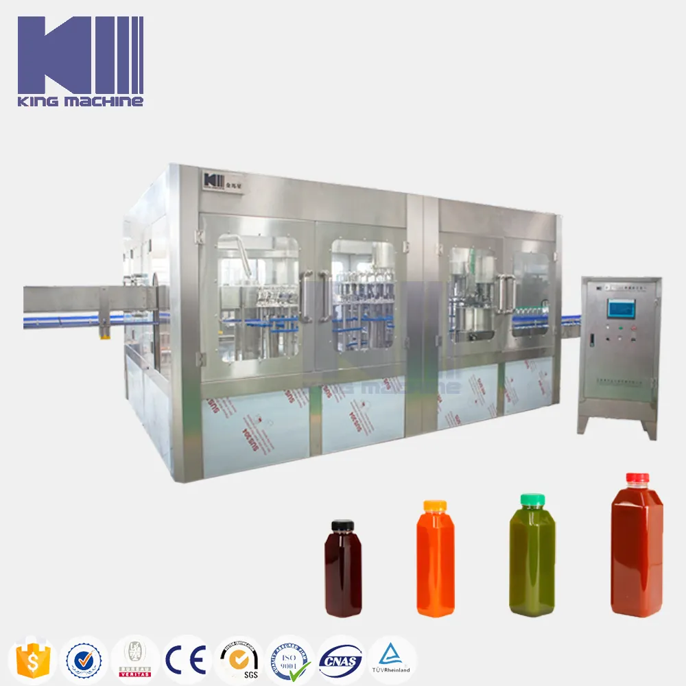 Automatic 6000bph 3 in 1 fruit pulp mango juice bottle beverage liquid filling and sealing making machine