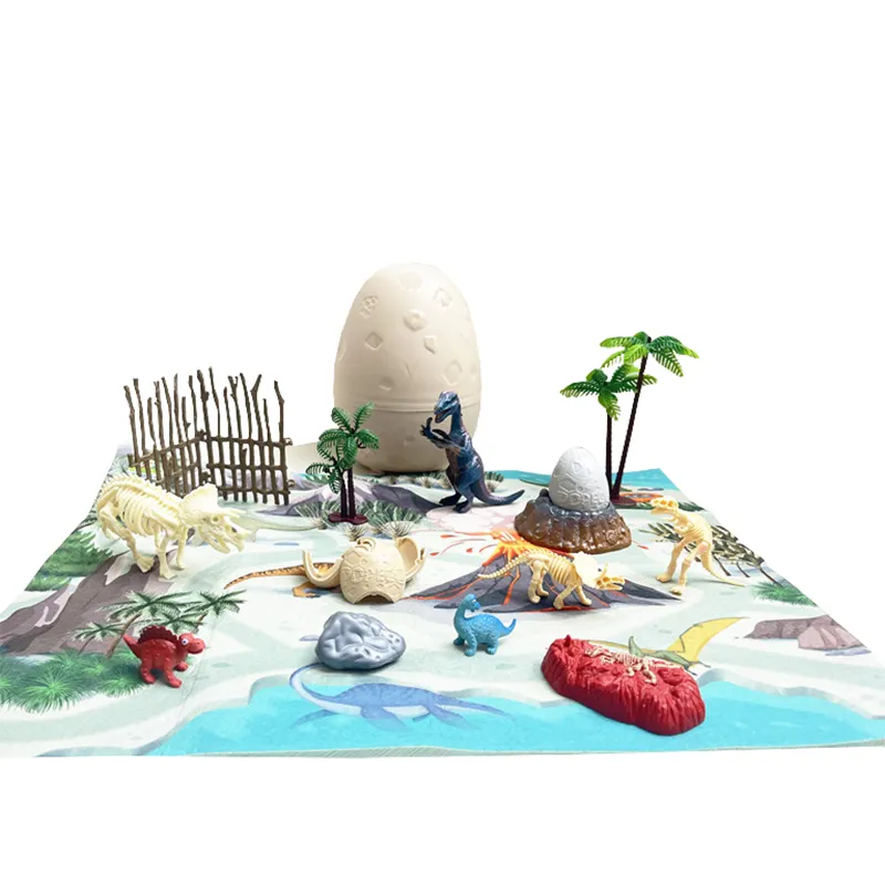 I modelli di dinosauri del gioco di scena dei bambini all'ingrosso giocano l'uovo di dinosauro gigante con i giocattoli