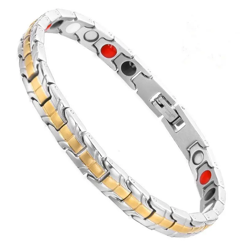 Bracelet en acier inoxydable plaqué or à la mode minimaliste Bracelet à énergie magnétique punk pour femme pulseras y brazaletes