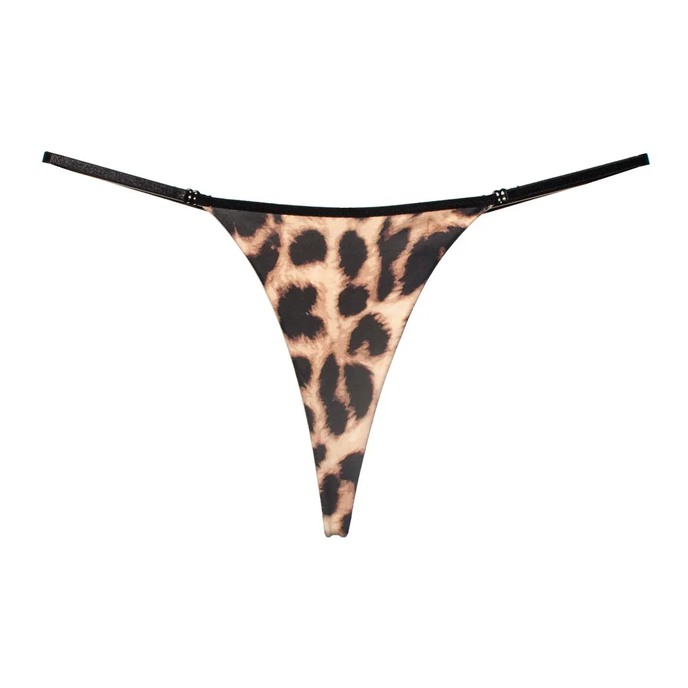 Lodanve G008 transparente Micro Tanga Bikini ropa interior bragas con tiras de leopardo de la serpiente patrón de grano