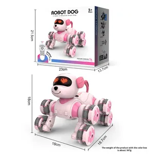 Özelleştirilmiş dil sekiz tekerlekli dublör Robot köpek yeni akıllı çift kontrol elektronik Pet oyuncak ses programlama için uzaktan kumanda