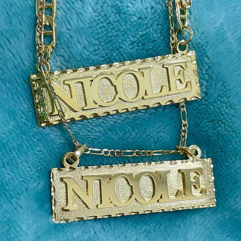 Embossed name plate chain Raised letter necklace customize Hawaiian Samoa personalized birthday anniversary gift jewelry