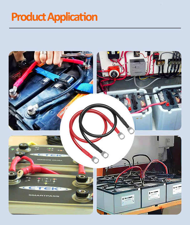Grosir 2AWG 8AWG Inverter tenaga surya kabel baterai mobil Otomotif Terminal baterai kawat konektor DC kabel baterai fleksibel