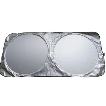 Gümüş kaplı özel logo yeni çift daire ön pencere araba güneş gölge cam