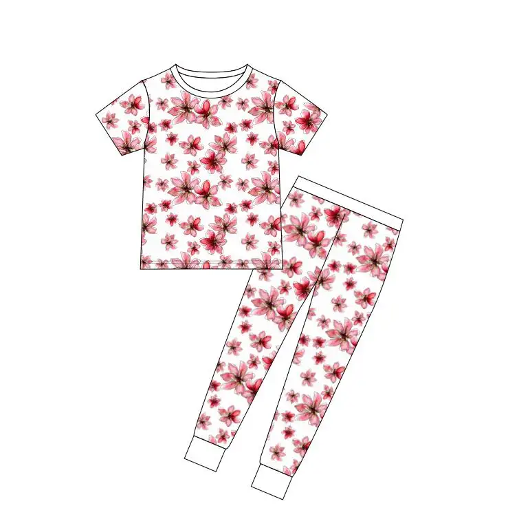 IBaifei Custom Summer Soft Bamboo Solid Baby Clothing Set manica corta 2 pezzi pigiama abbigliamento per bambini Bamboo Baby Sleepwear pigiama