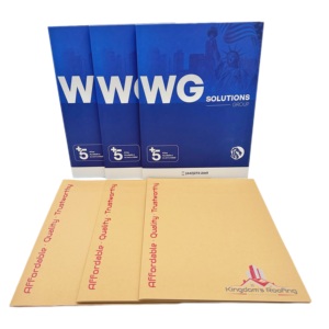 Công ty tùy chỉnh logo đôi Túi thư mục tập tin tay áo gấp trong nửa A4 trắng nâu giấy kraft tài liệu thư mục in ấn - Product Image 1