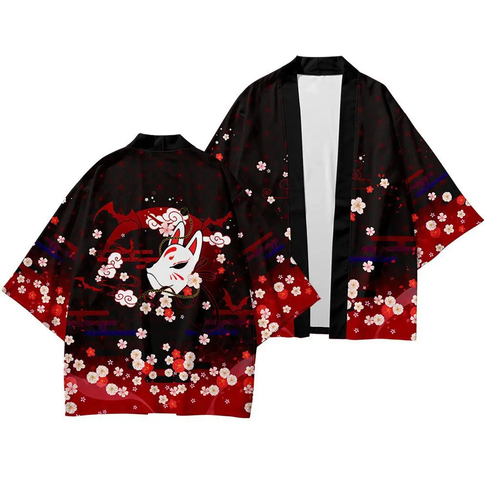 Kimono Man Homens Cardigan Japoneses Haori Masculino Kimono Yukata Men 'S Japão Samurai Harajuku Japonês Streetwear Vestuário Jacket Obi