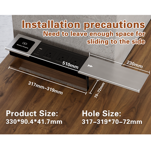 Factory Aluminum Alloy <strong>Multi</strong> <strong>Function</strong> Universal Power Desk Mounted Sliding <strong>Socket</strong> <strong>with</strong> <strong>USB</strong> Ports Type C Wireless Charger - Product Image 5