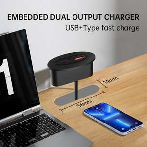 Enchufe USB de carga rápida de 30W, enchufe de carga tipo C de fácil instalación, integrado en el escritorio, soporte para sofá cama - Product Image 2