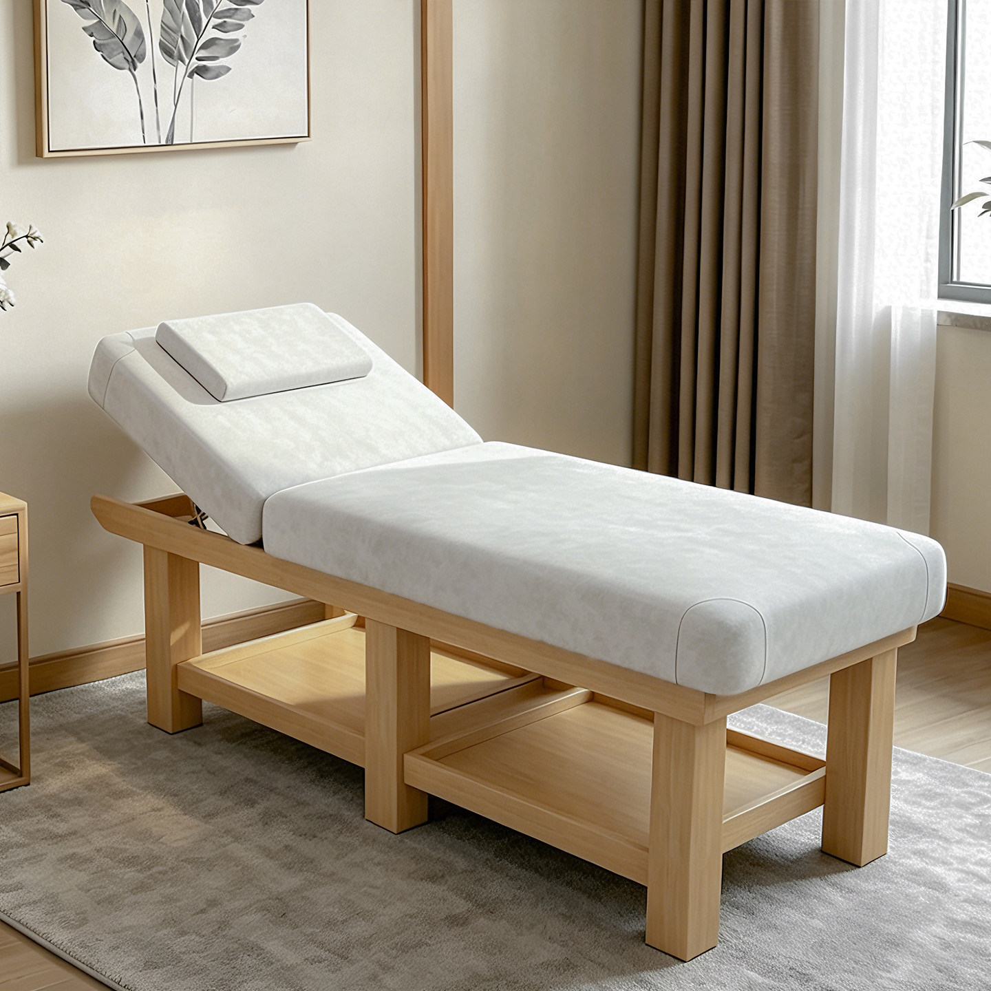 Light gray-natural wood frame
