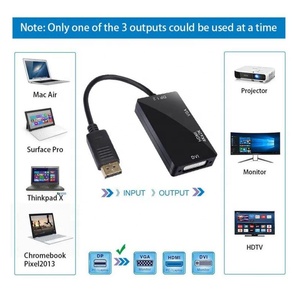 4K 2K Displayport DP to <strong>HDMI</strong>/VGA/DVI Male to Female 3-In-<strong>1</strong> Adapter DP Displayport to <strong>HDMI</strong> VGA DVI 3 in <strong>1</strong> Converter Adapter Cable - Product Image 6