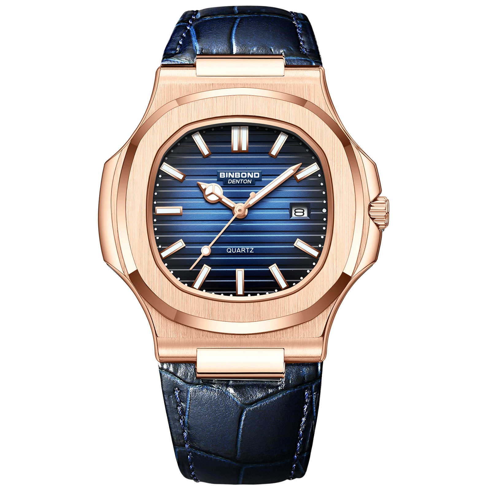 Blue leather - rose gold - blue surface