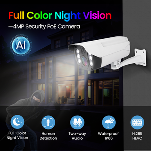 24/7 colorful night vision CCTV security IP bullet camera audio bidirezionale H.265 + 2.8mm obiettivo fisso HD 4MP videocamera di sorveglianza - Product Image 2