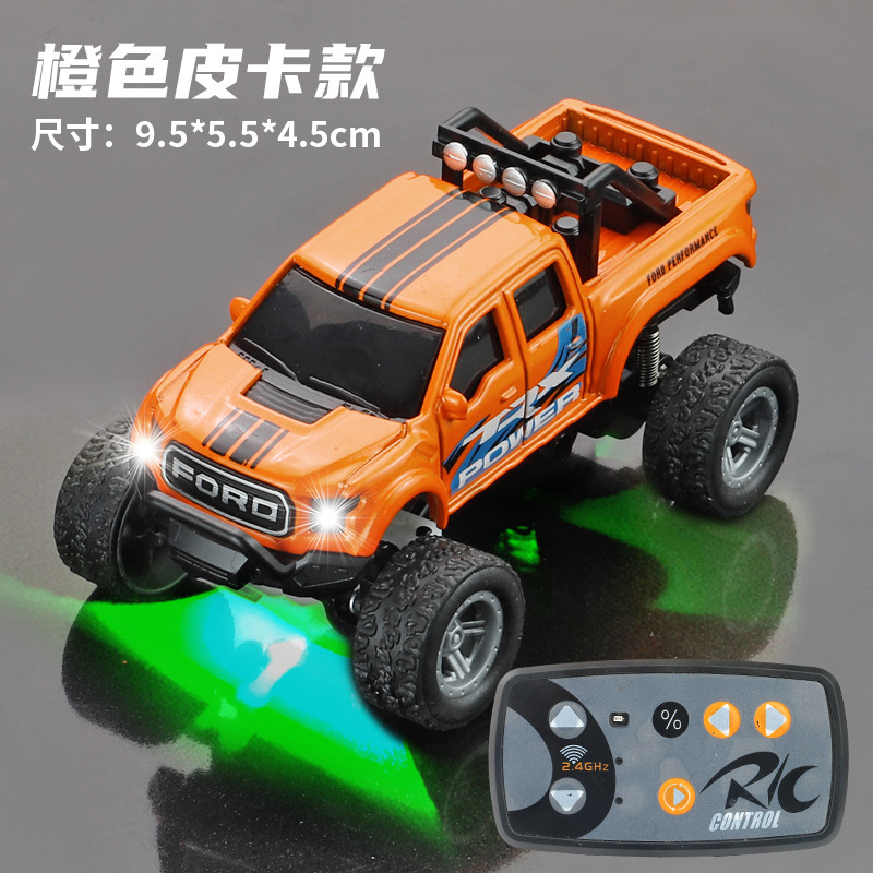 Mini coche de control remoto de aleación, modelo de camioneta naranja