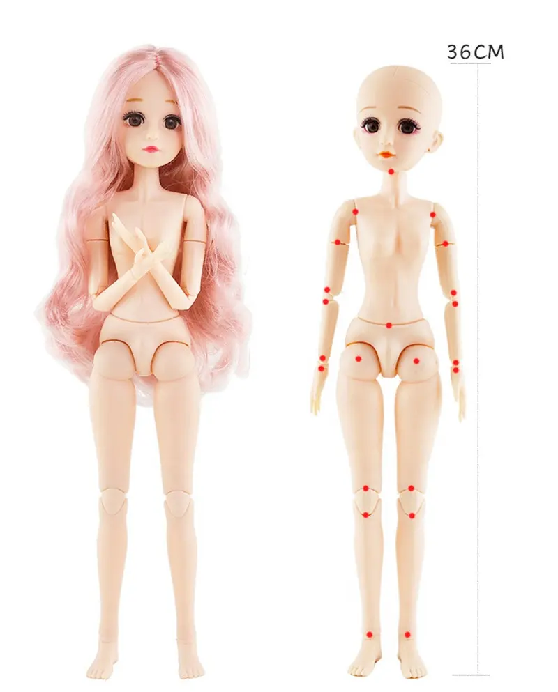 Wholesale 1/3 1/4 BJD Doll 36センチメートルLong Hair Cute Custom BJD Doll For Girl Naked Ball 21 Joint BJD Doll Body