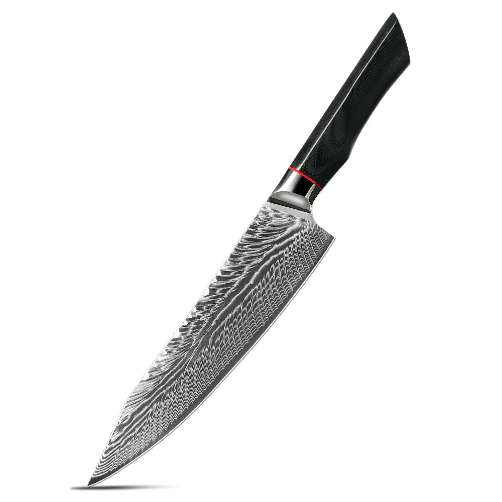 سكين مطبخ ياباني حاد للغاية بمقبض G10 سكين مطبخ دمشقي ياباني سكين مطبخ ياباني