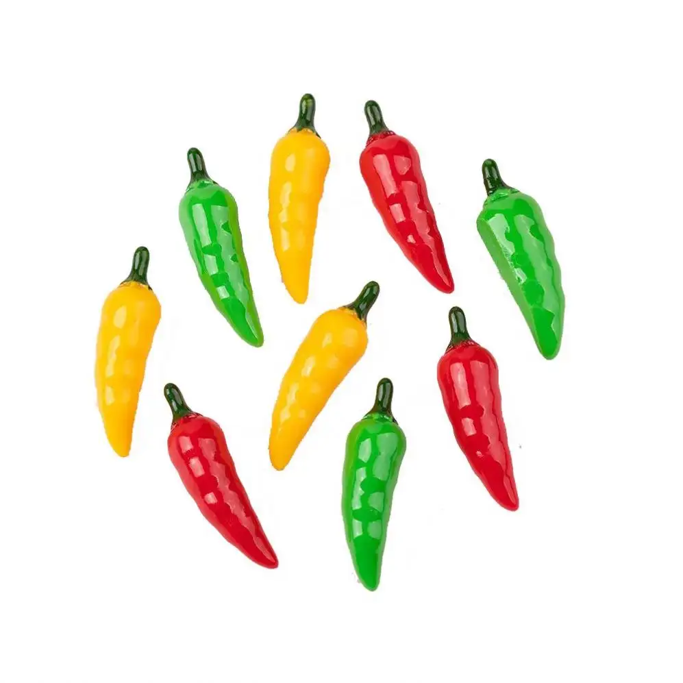 Simulation Pepper Resin Craft Mini Chili Miniature for Dollhouse Kitchen Vegetable Food Key Chain Pendant Embellishment