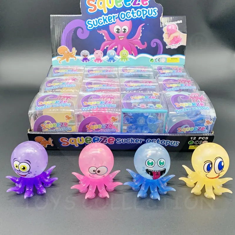 Hochwertiges Anti-Squeeze-Plastiks pielzeug TPR Dekomprimieren Sie blinkendes Licht Squeeze Saug gummi Octopus Squishy Toys