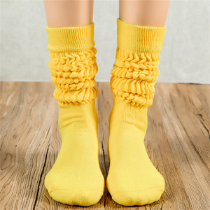 थोक रंगीन लंबी लड़कियों की महिलाओं के लिए कस्टम भारी स्लॉच वाली मोटी सूती घुटने के उच्च स्लॉच मोजे - Product Image 6