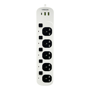 Toma de corriente con USB y tipo C, extensor de toma de corriente eléctrica de enchufe múltiple, enchufe de cable de extensión universal enchufe de 5 pines - Product Image 1