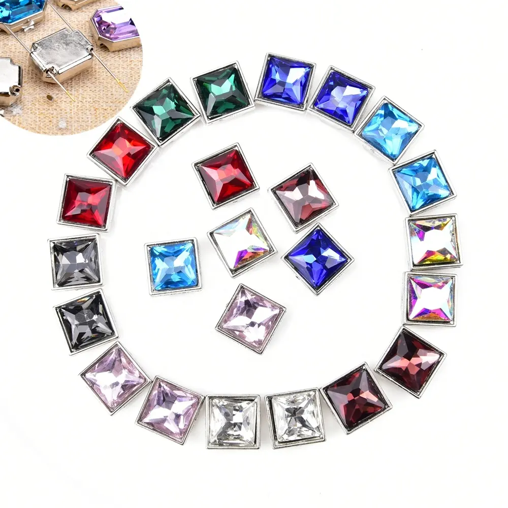 Groothandel Strass 8Mm 10Mm Vierkante Vorm Glas Diamant Diy Ornament Handgemaakte Ambachtelijke Jurk Kleding Accessoires Naaien Kristallen
