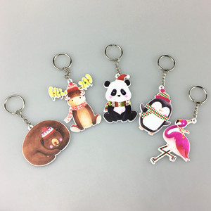 ファクトリーアウトレットソフトPVC 2Dパンダクリスマスキーチェーンフルカラー印刷漫画動物パターン - Product Image 6