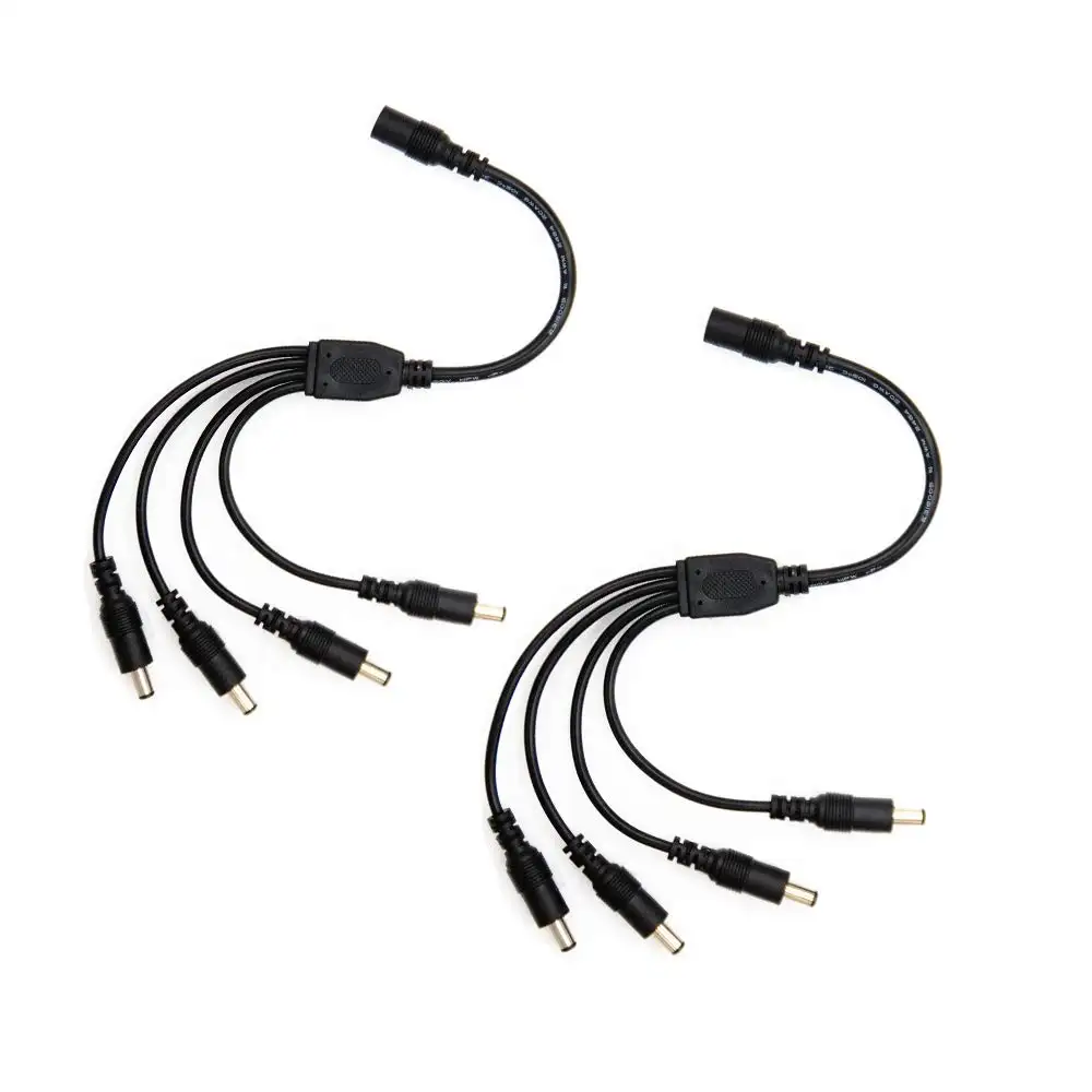 Wire 1 female (plug) to 4 male (jack) 2Pin Led DC to DC 12V 1A 5.5x2.1mm Extension DC Power Supply Cable Connector IP20