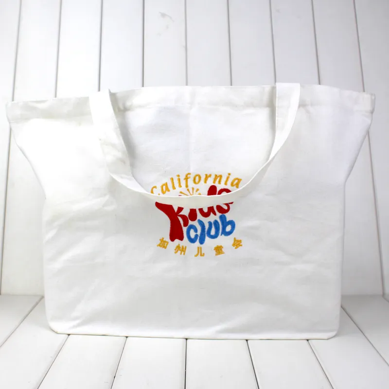 Imballaggio resistente riciclato all'ingrosso logo personalizzato borsa in tela per la spesa in cotone bianco organico grande