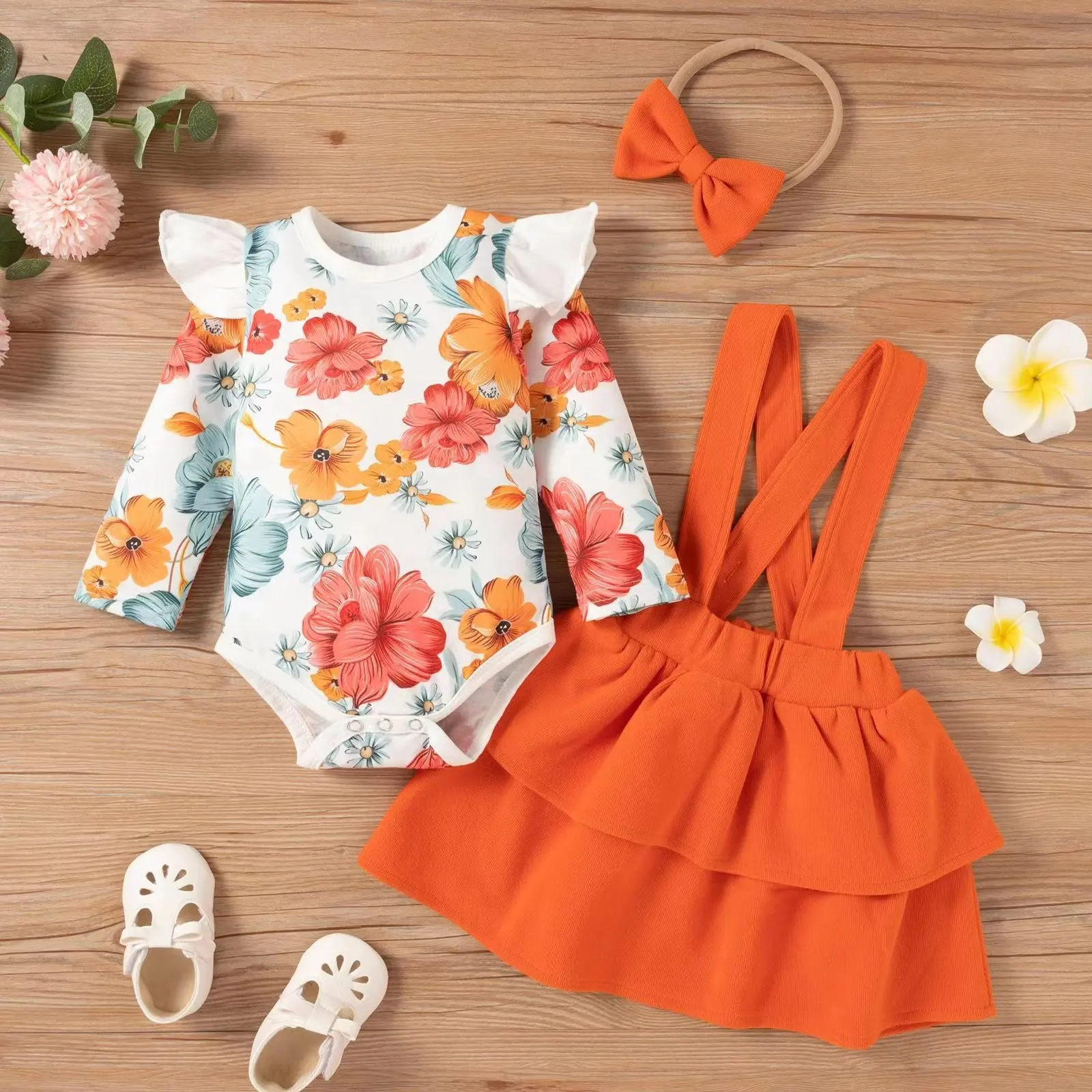 Conjunto de ropa para bebé de 3, 6, 9, 12 a 18 meses, conjunto de pelele Floral para bebé, conjuntos de ropa para bebé, vestido para niña, trajes de faldas para bebé