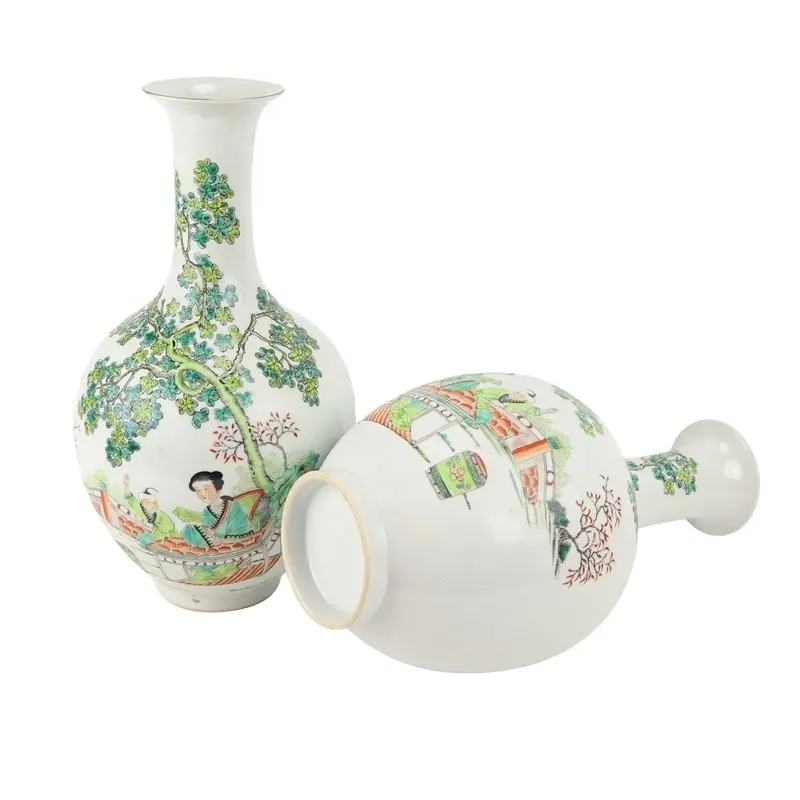 RZSY08 Jingdezhen figuras pastel antiguas jarrón decorativo un par de jarrones de cerámica