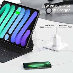 33W çift bağlantı GAN USB C duvar şarj hızlı şarj akıllı blok Apple elektrik OTP koruma ile - Product Image 3