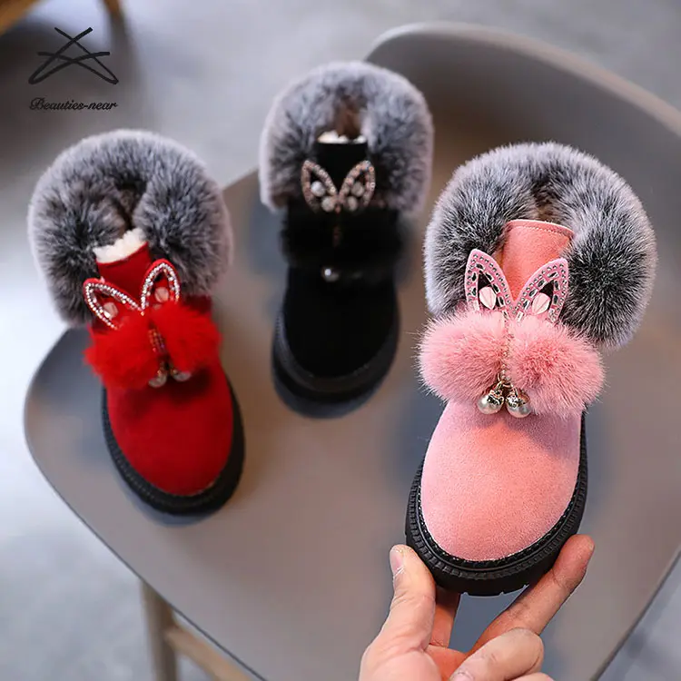 Bottes d'hiver pour enfants, chaussures chaudes, en fourrure et peluche, bottines de neige, nouvelle collection