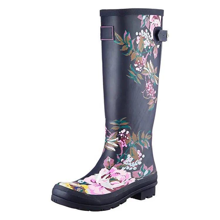 Bota de chuva de borracha impermeável, venda quente, feminina, salto alto, segurança, bota de chuva