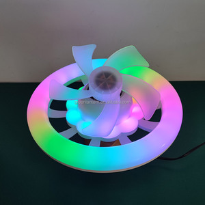 Ventilador de techo decorativo con control remoto LED para el hogar moderno con luces, 5 aspas, tricolor, RGB, direccionable, lámpara de ventilador LED E27 - Product Image 1