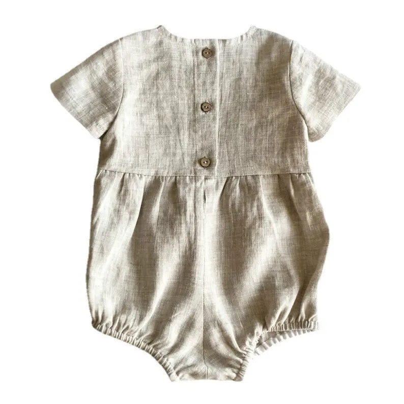 Custom Fabric Baby Rompers Jumpsuit Wholesale Printing Cartoon Neutral Denim Rompers For Baby
