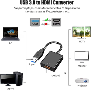USB3.0/2.0至HDMI1080P视频音频转换器USB视频适配器，带音频-视频同步传输USB a至高清适配器
