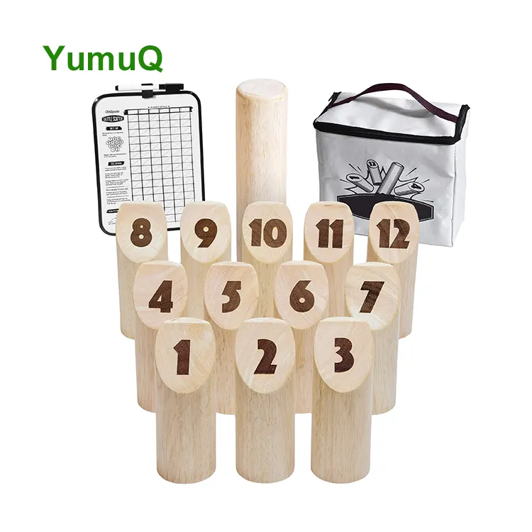 YumuQ personnalisation dispersion Durable numéro Kubb bloc lancer et lancer jeu ensemble avec boîte en bois